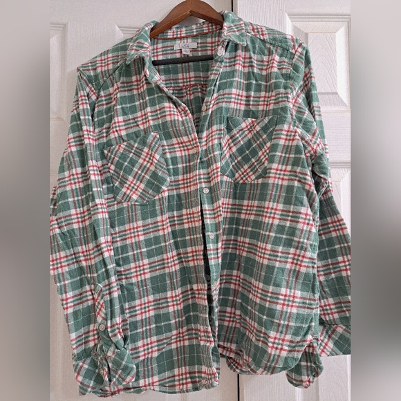 Soft Flannel Red and Green Plaid Button Down Shirt - Picture 2 of 3